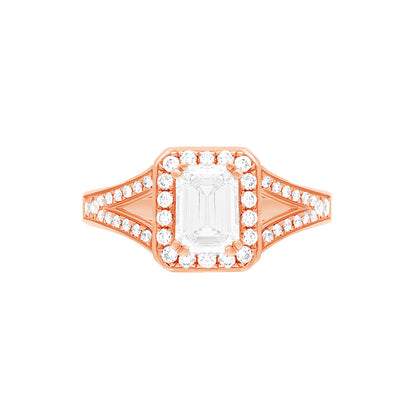 Emerald Cut Diamond Ring With Split Band IN ROSE GOLD