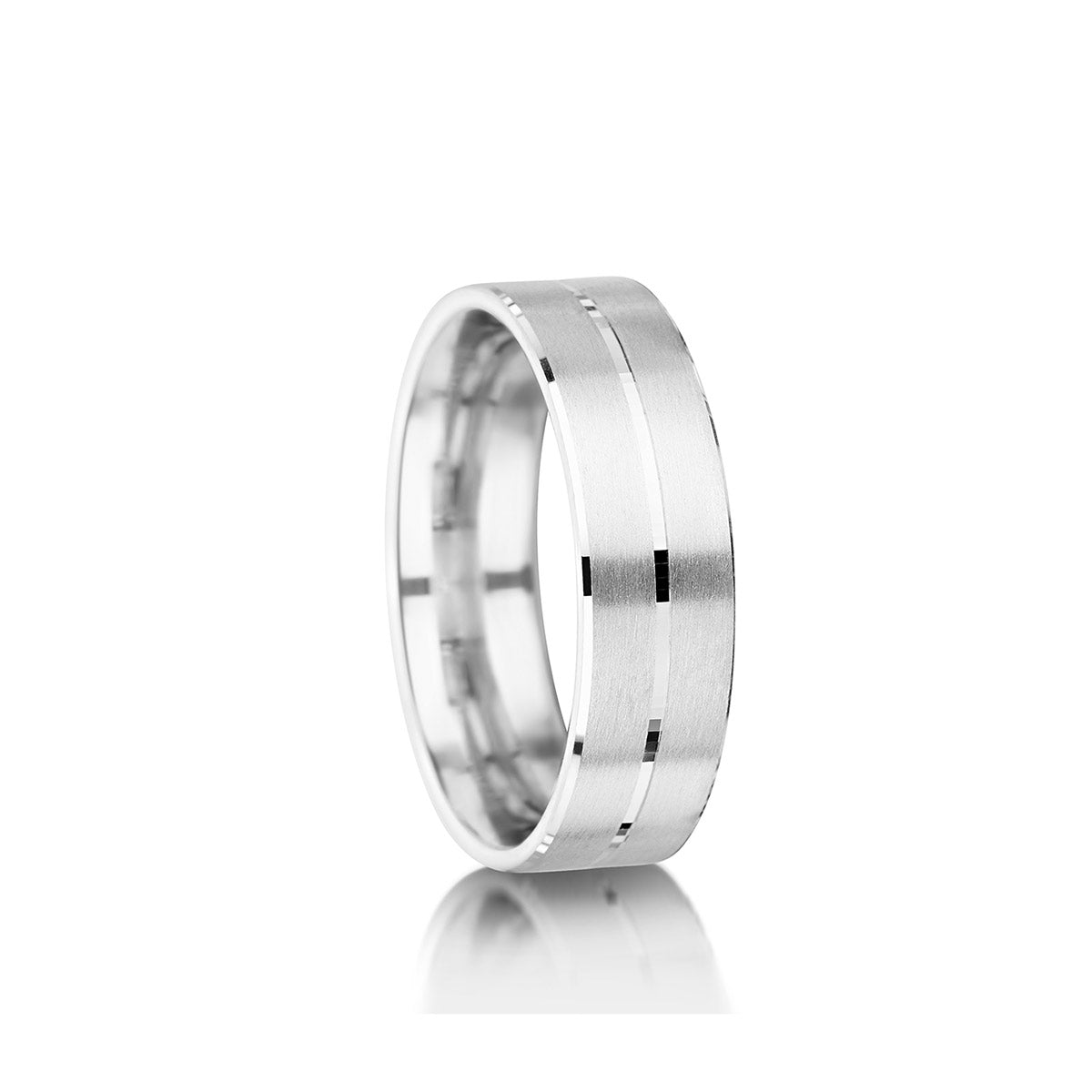 Mens Wedding Ring With Brushed Finish and Polished Groove – MWR15