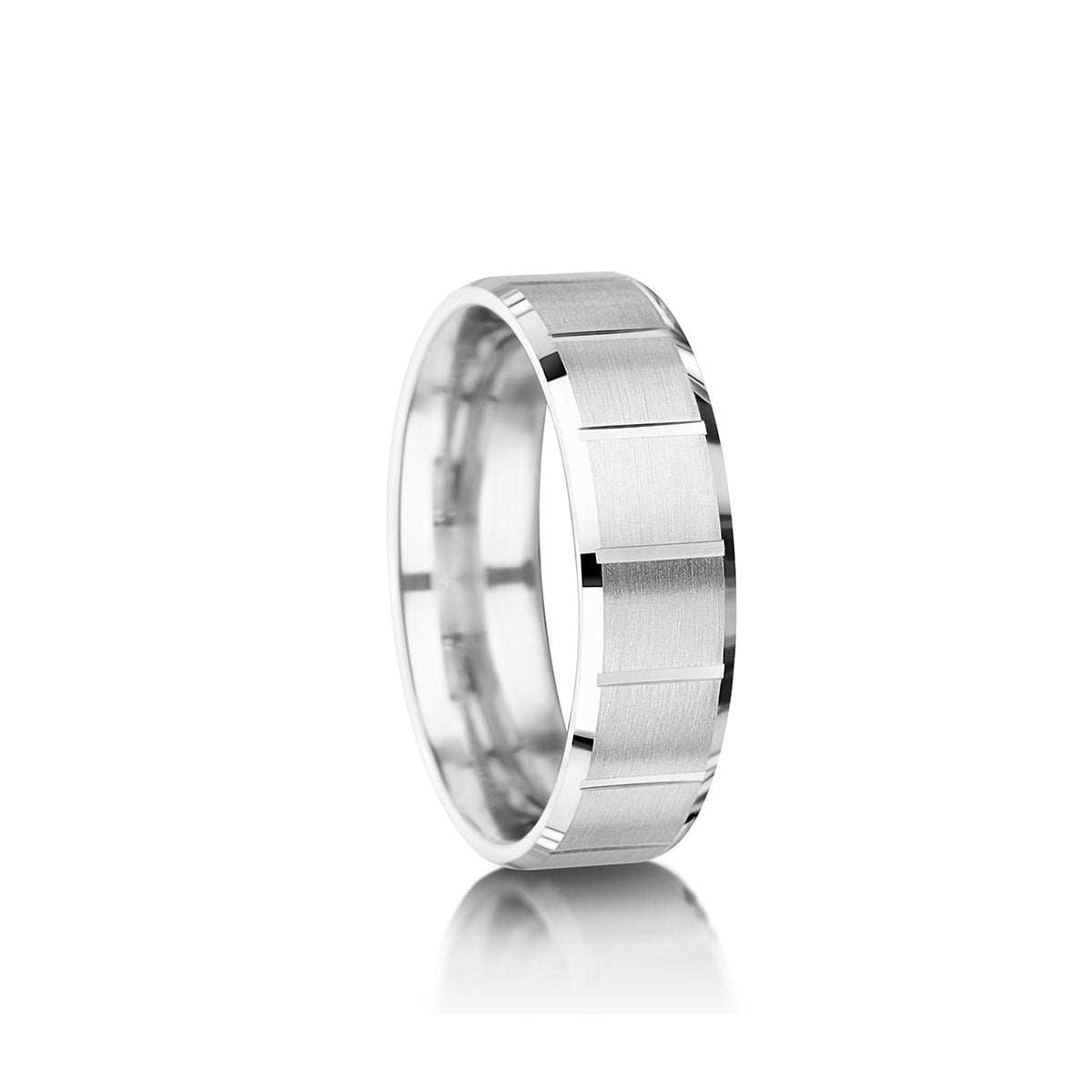 Brushed Finish Mens Wedding Ring With Horizontal Lines – MWR22