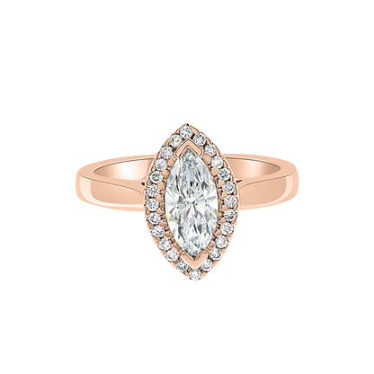 Marquise Cut Halo Ring in rose gold