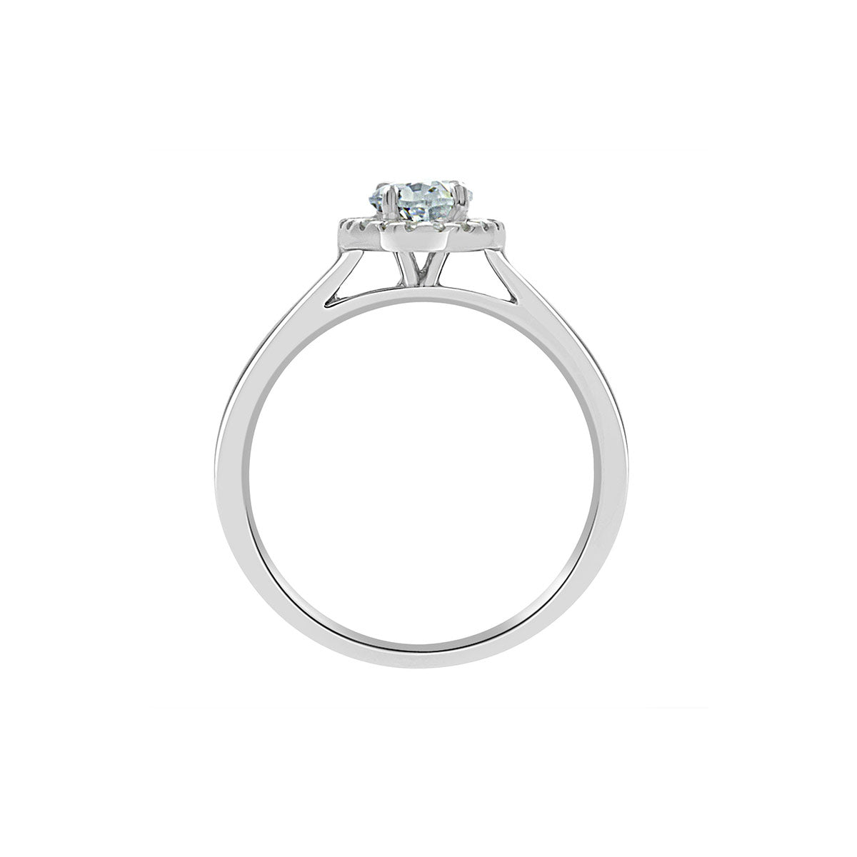 Oval Vintage Engagement Ring in white gold in a vertical position