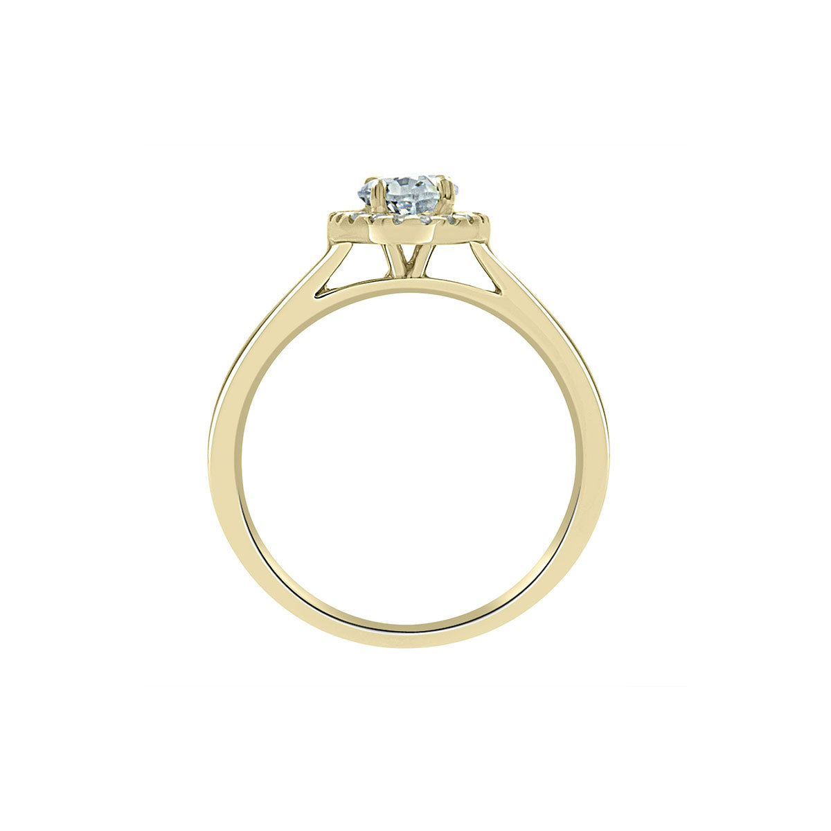Oval Vintage Engagement Ring in yellow gold pictured in a vertical position