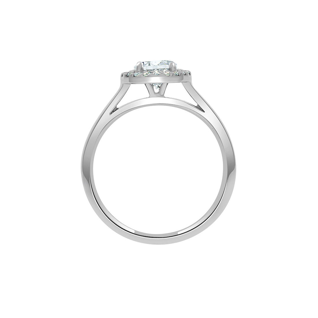Round Vintage Engagement Ring in a vertical position against a white background