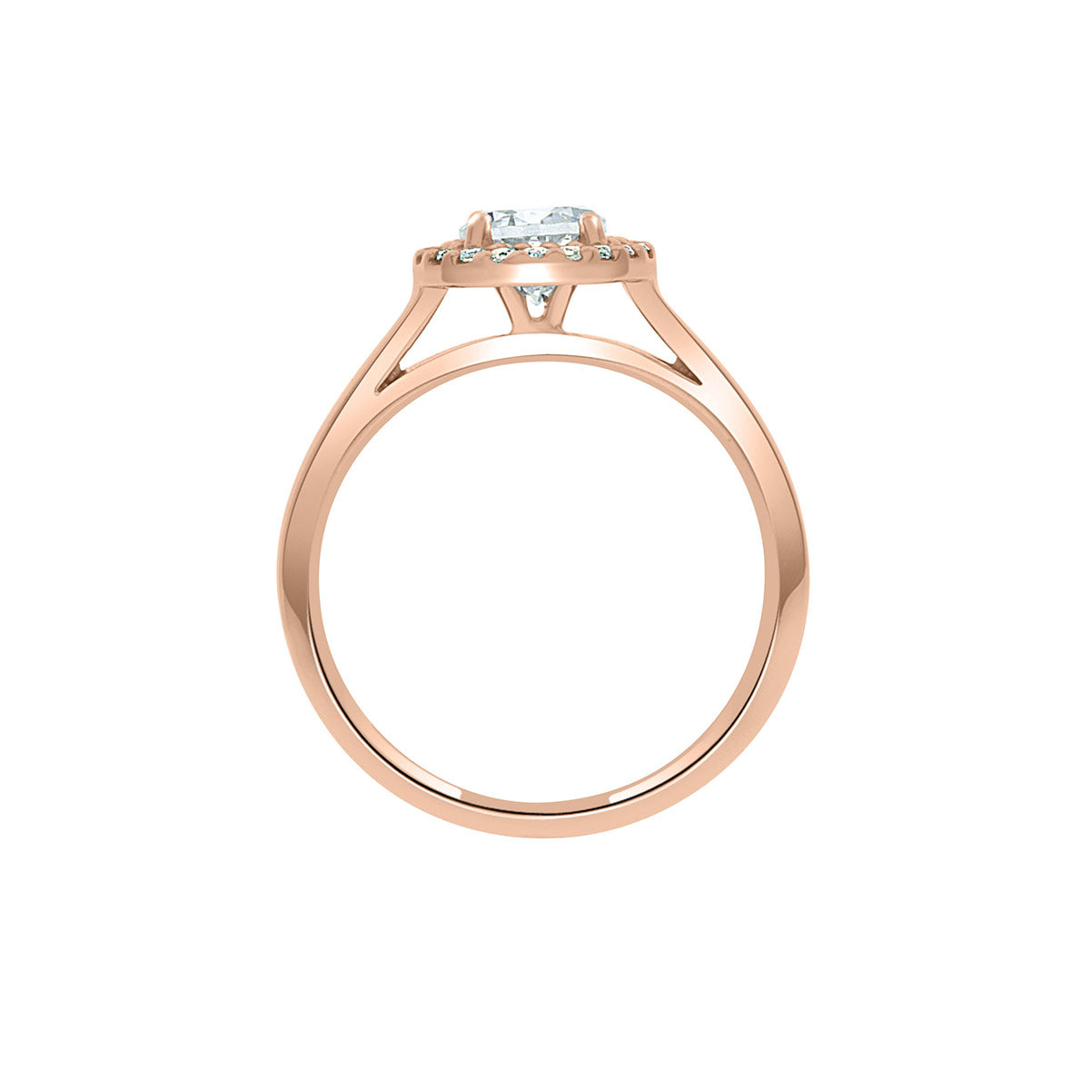 Round Vintage Engagement Ring in yellow gold, in an upright position against a white background.