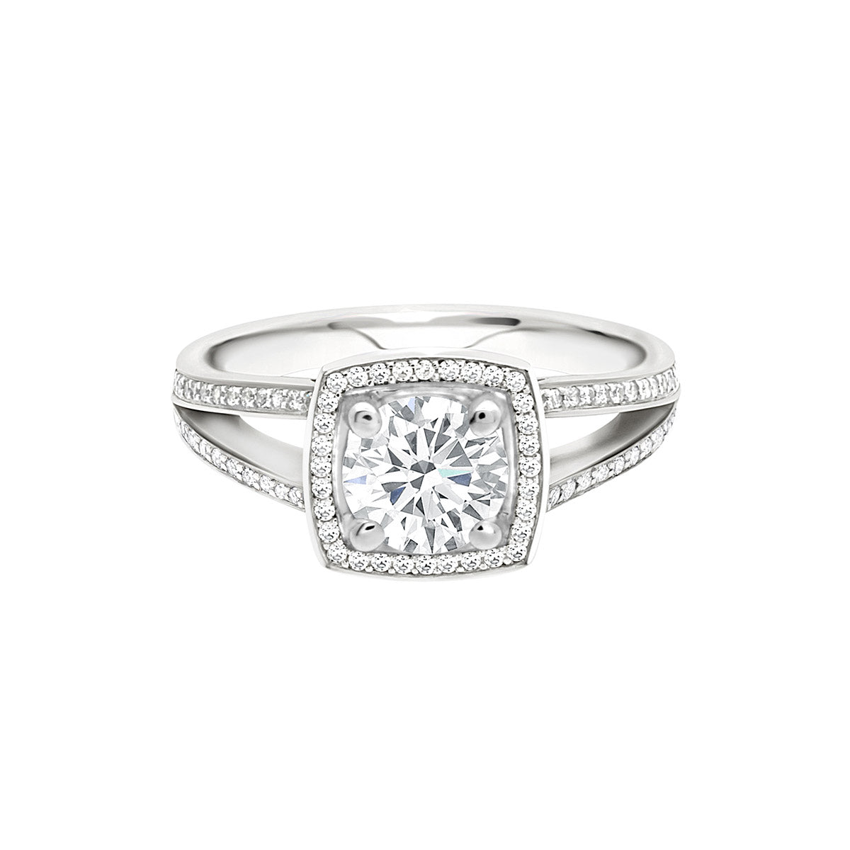 Split Band With Halo engagement ring in white gold