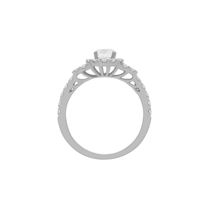 Triple Halo Engagement Ring  standing upright