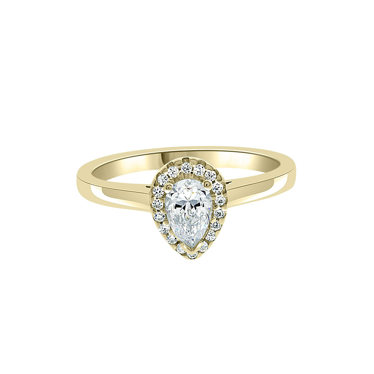 Vintage Engagement Ring with Pear Shape Diamond in yellow gold
