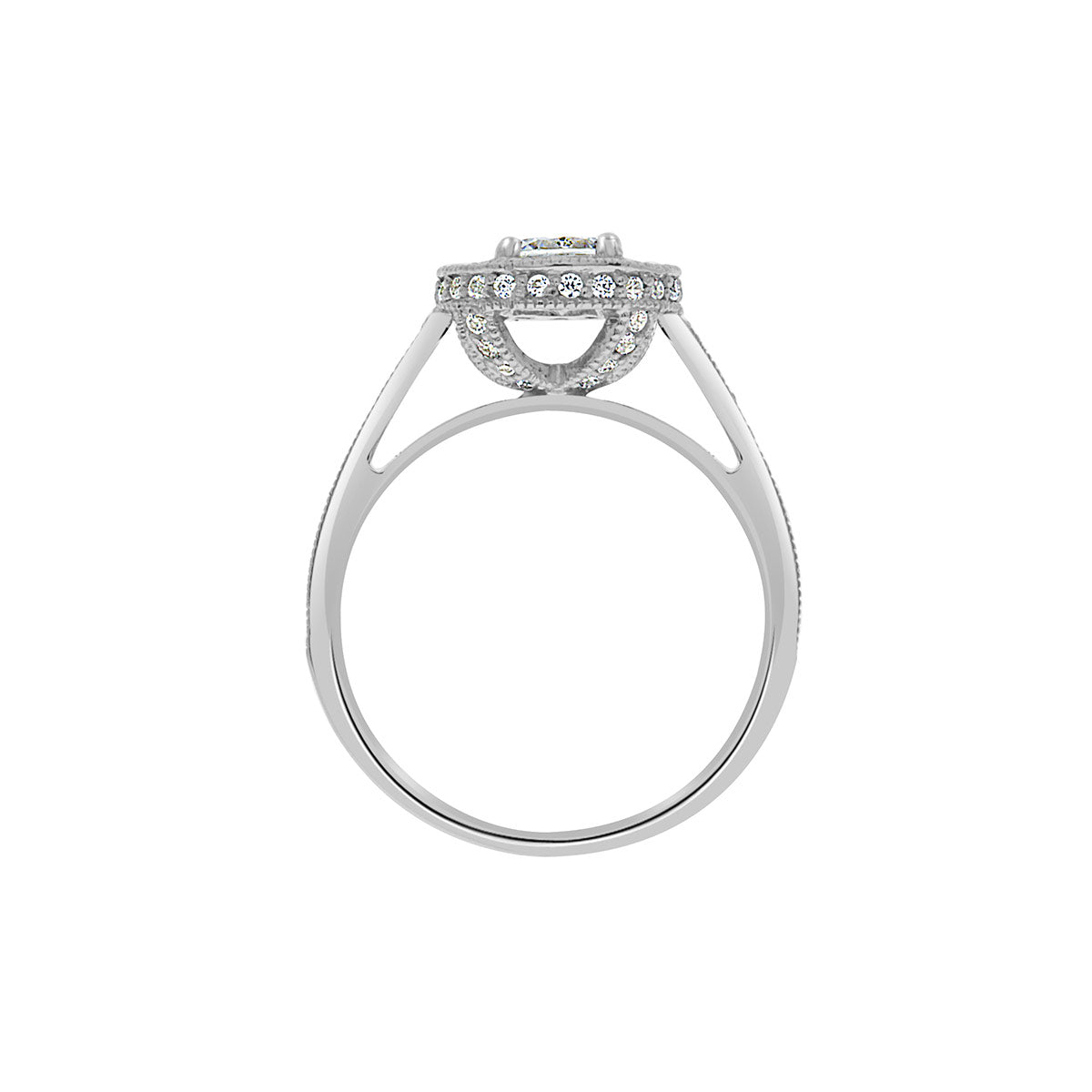 Vintage Style Ring in White Gold standing verticle