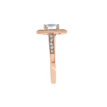 Vintage Style Ring in rose gold Gold standing upright with a side view