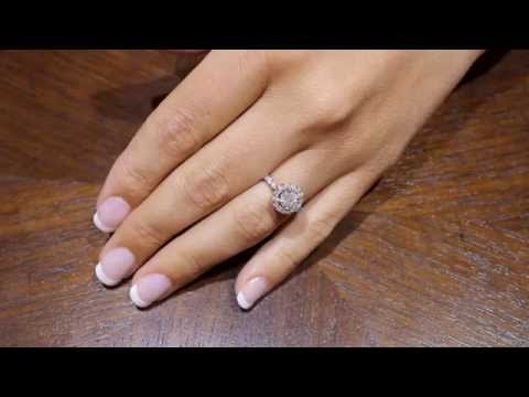 video of Halo Engagement Ring Diamond Band in white gold