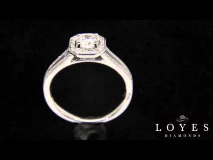 Video of Pavé Halo Diamond Ring with split shoulders in white gold