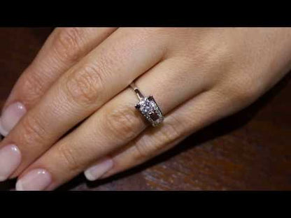 Unusual Diamond Engagement Ring Set in platinum on a lady&
