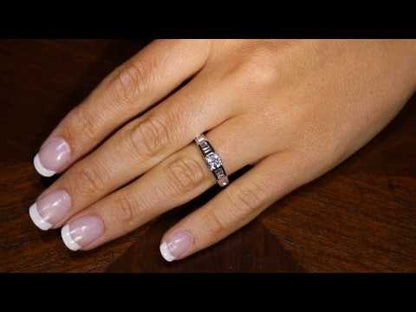 Baguette Diamond Ring in platinum on a hand