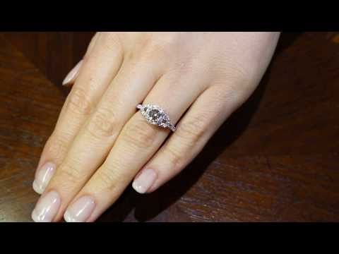 Triple Halo Engagement Ring  in white gold on a ladies wedding finger