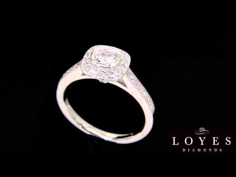video of Bezel Set Cushion Cut Engagement Ring in platinum 