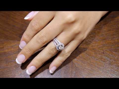 a video of Three Band Engagement Ring on a lady&
